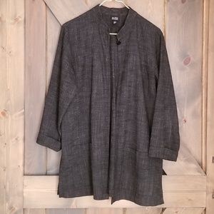 Eileen Fisher Linen-Blend Charcoal Blazer Jacket